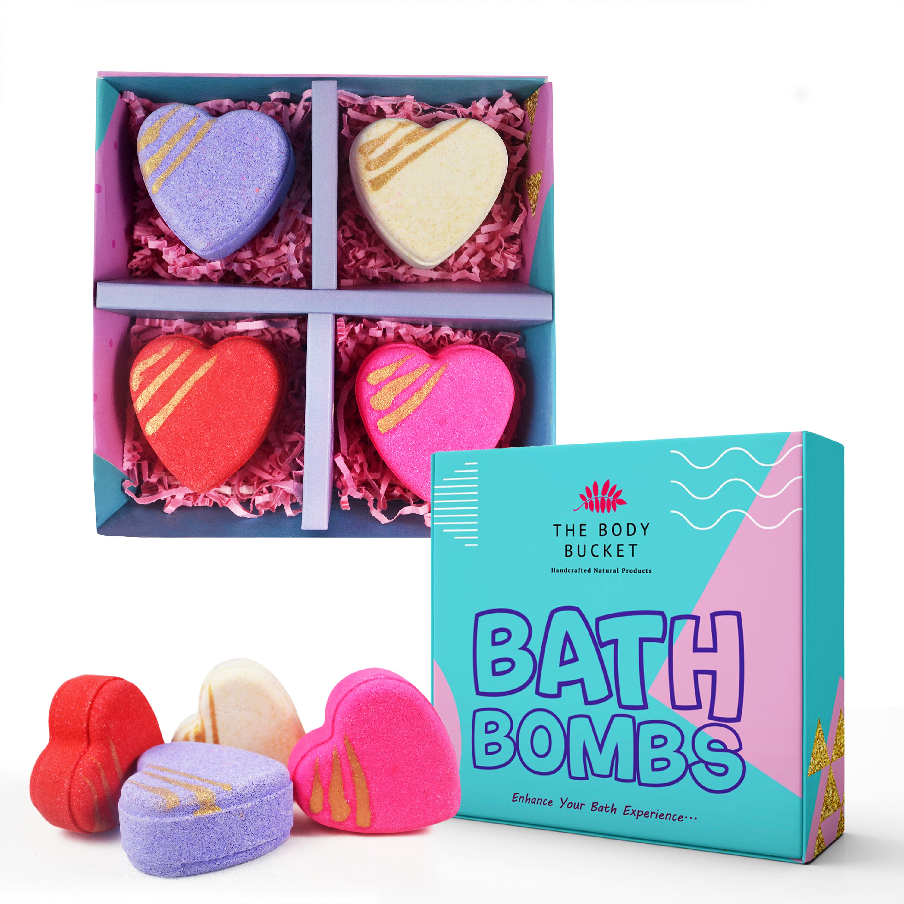 Heart bath bombs with red rose, jasmine, lavender and lady love flavor –  The Body Bucket