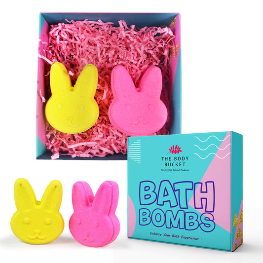 Bunny Shape Bath Bombs with Lemon & Cherry blossom Fragrance (90 Gram Each) (Pack of 2)