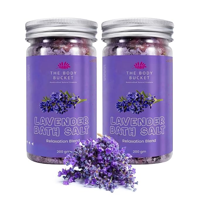 Lavender Bath Salt- Pack of 2 - Blend of Lavender, Chamomile & Bergamot Essential Oil -200gms each