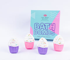 THE BODY BUCKET Vanilla Cupcake Bath Bombs – 70gm Each (Pack of 4) | Natural Handcrafted Aromatic Fragrance | Perfect Bath Gift for Kids, Men & Women | Relaxing Bubble Bath Experience