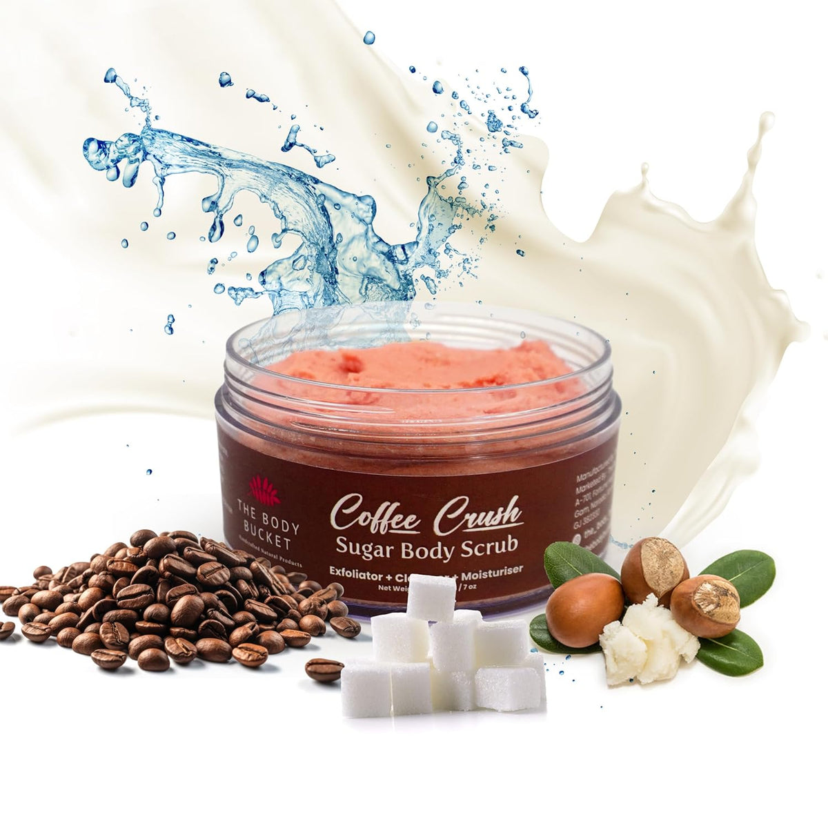 The Body Bucket Sugar Body Scrub  3-in-1 Exfoliator, Cleanser, Moisturizer | Sulfate & Paraben Free(Coffee)