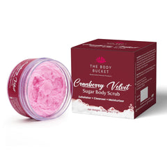 The Body Bucket Sugar Body Scrub 3-in-1 Exfoliator, Cleanser, Moisturizer | Sulfate & Paraben Free(Craneberry)