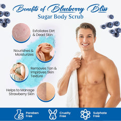 he Body Bucket Sugar Body Scrub  3-in-1 Exfoliator, Cleanser, Moisturizer | Sulfate & Paraben Free(Blueberry)