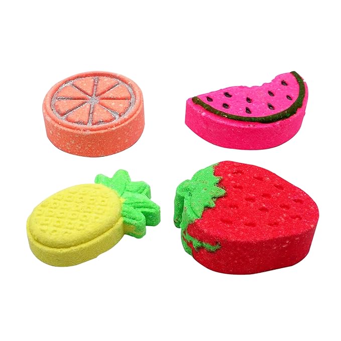 Orange, Strawberry, Watermelon, Pineapple Fruit Basket Bath Bombs 75 gms Each (Pack of 4)