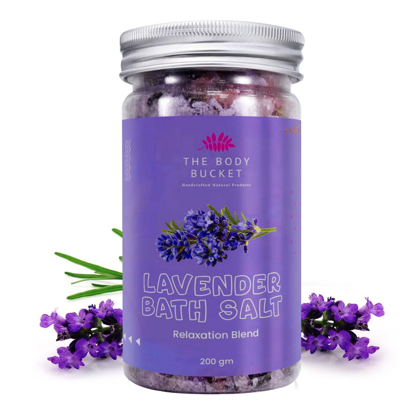 Lavender Bath Salt- Pack of 2 - Blend of Lavender, Chamomile & Bergamot Essential Oil -200gms each