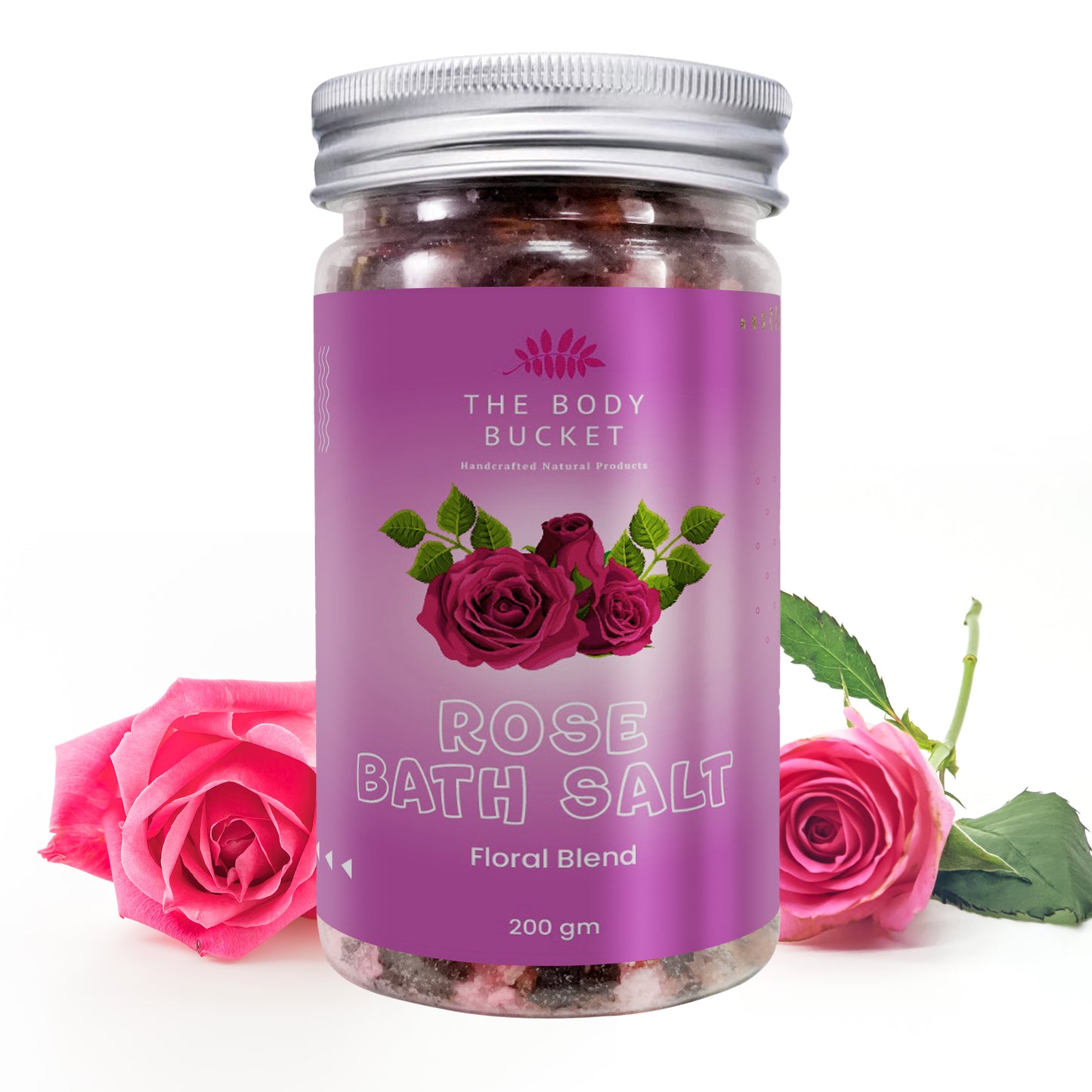 Rose Bath Salt - Floral blend of Rose, Geranium, and Ylang-Ylang Essential Oil -200gms