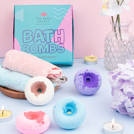 Donuts  bath bombs with aqua, rose, lavender and vanilla fregrances(65 gram each)