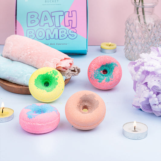 Donuts bath bombs strawberry, berry bubble gum, mango coco and lemon (65 gram each)