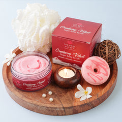 The Body Bucket Sugar Body Scrub 3-in-1 Exfoliator, Cleanser, Moisturizer | Sulfate & Paraben Free(Craneberry)