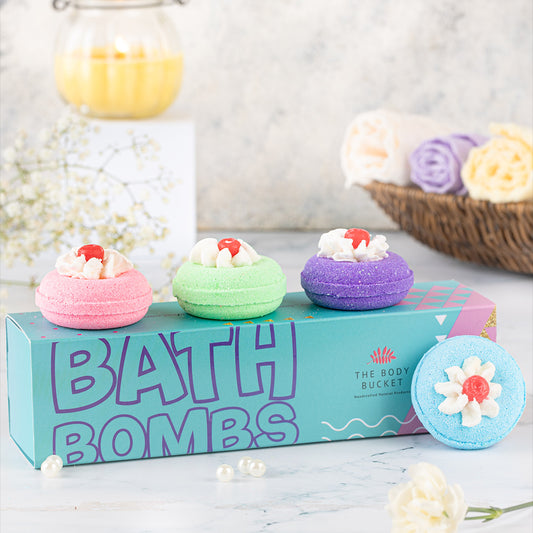 Mini Donut Cherry Blossom Bath Bombs - 45 Gram Each (Pack of 4)