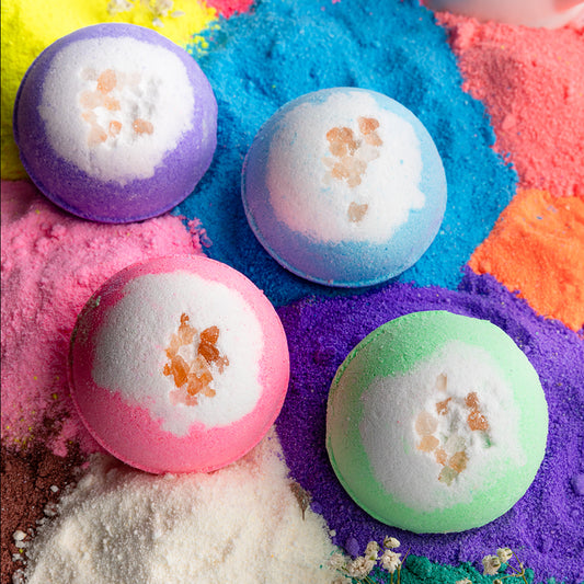 Round blue ocean, Rose, Lavender and citronella bath bombs with pink salt(65 gm)