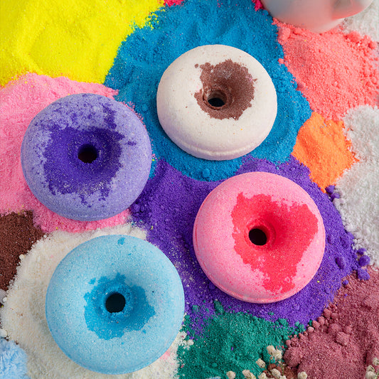 Donuts  bath bombs with aqua, rose, lavender and vanilla fregrances(65 gram each)