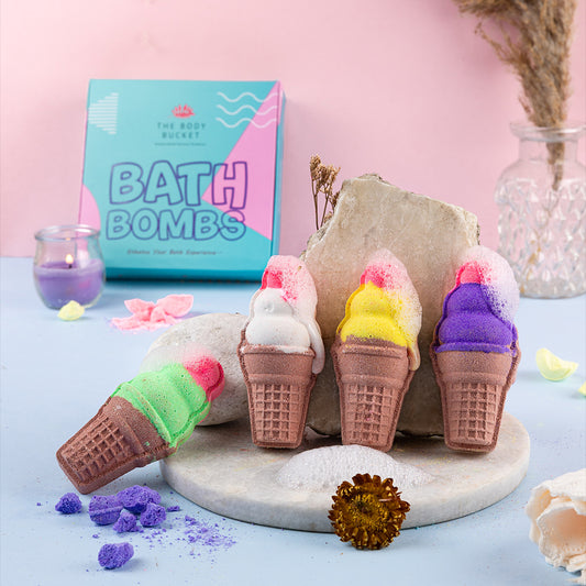 Vanilla Ice Cream Cone Bath Bombs- 80 gm each (Pack of 4)